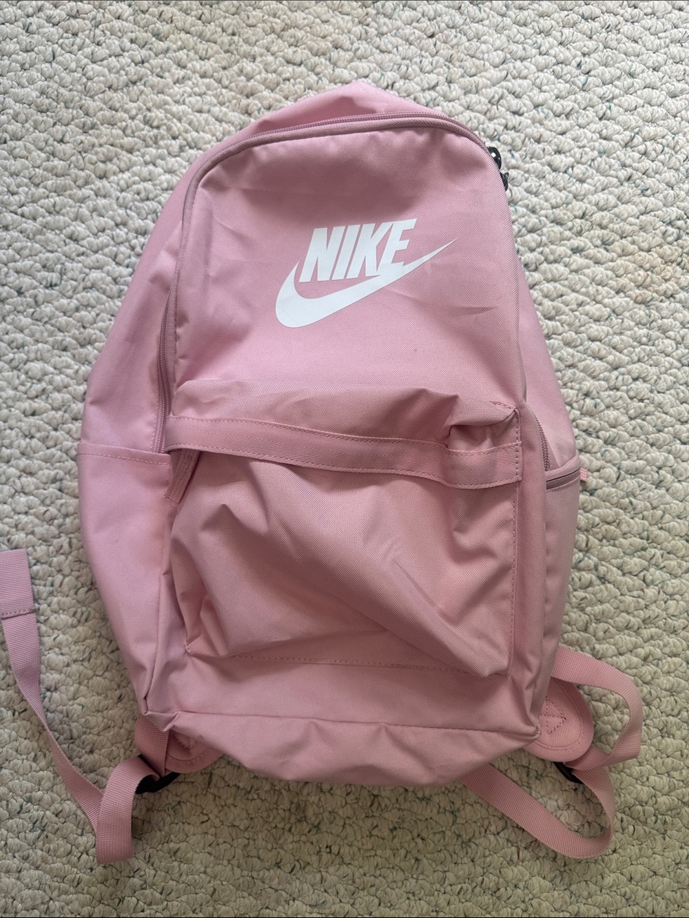 Nike Pink Backpack with White Swoosh Logo